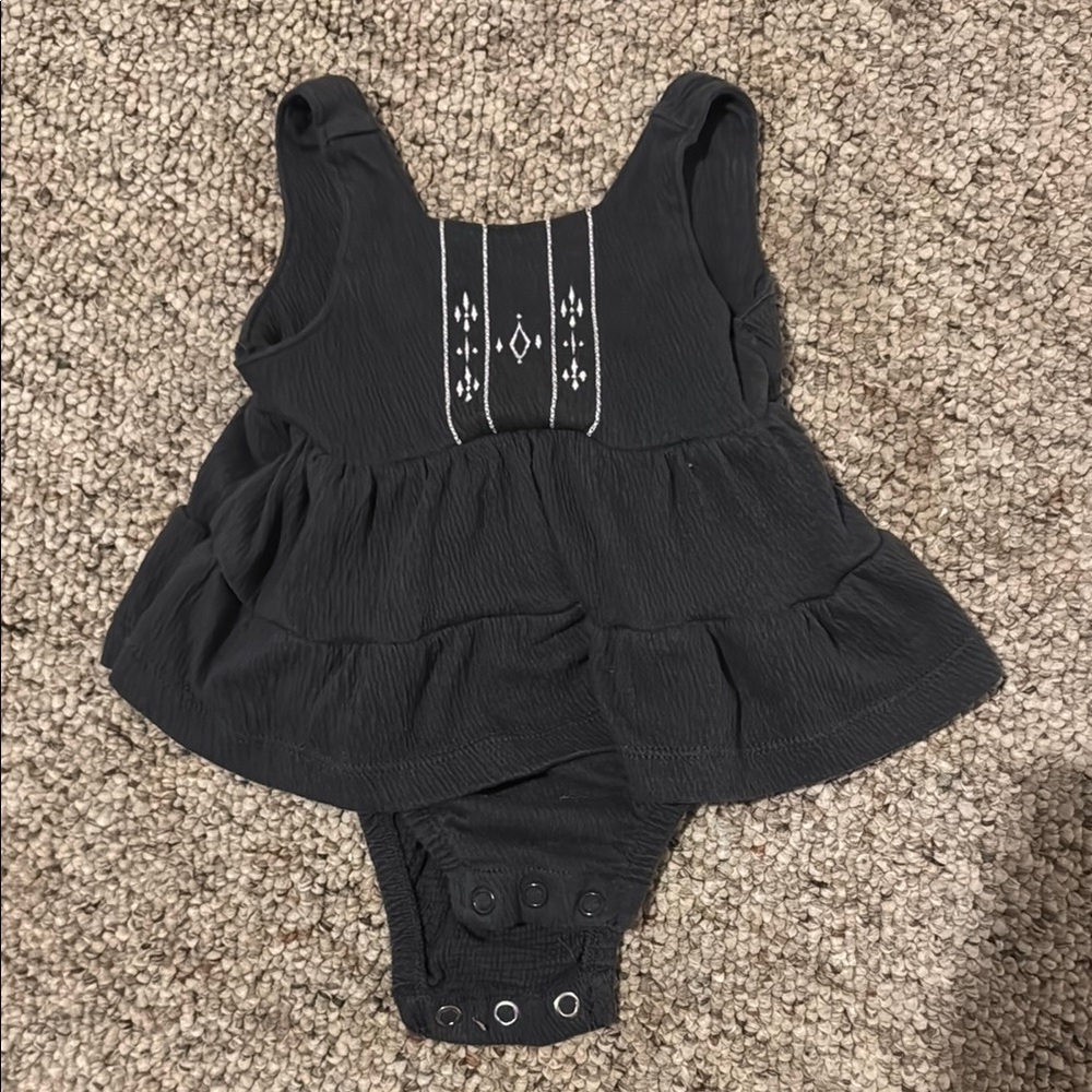 Carter's Charcoal Baby Romper with White Stitching